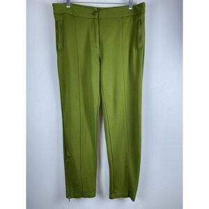 Betabrand Sz L Petite Green Zip Ankle Front Seam Pckts Straight Leg Career Pant